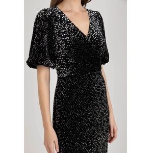 SHOSHANNA Colette Black Velvet Dot Dress - Size 4 - NWT